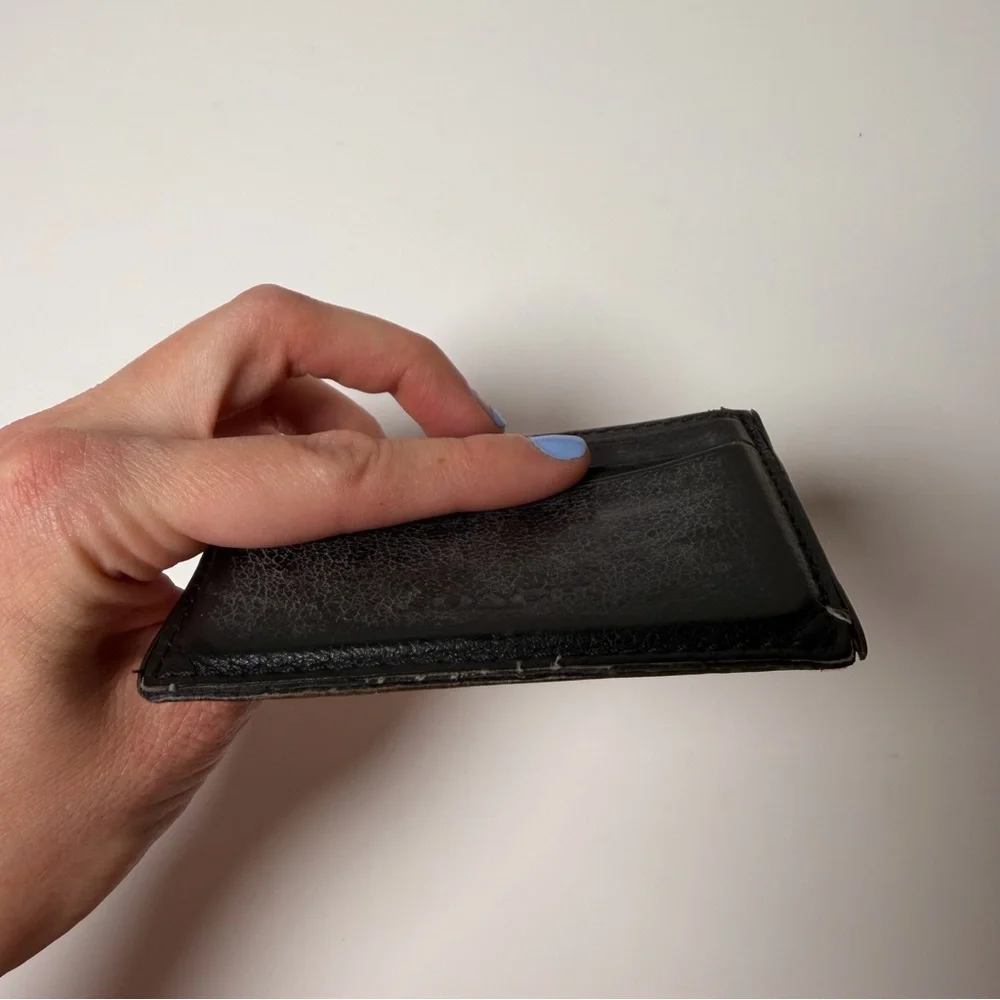 Coach Men’s Black Leather Card Holder Wallet w/ Money Clip – Used, Refurbishable